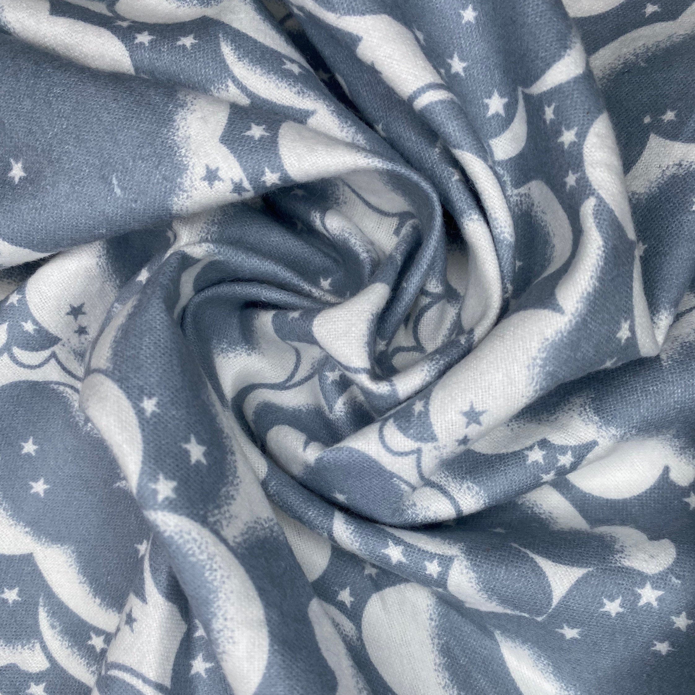 Printed Cotton Flannel - Night Sky - White/Grey