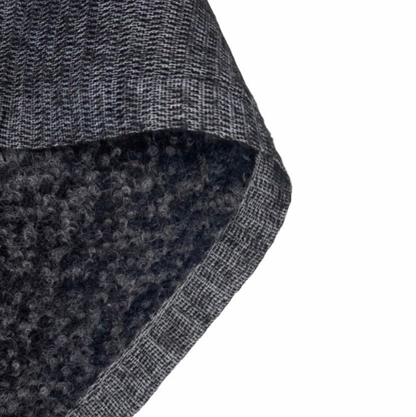 Boucle Wool Coating Pre-Interfaced - Black/Grey