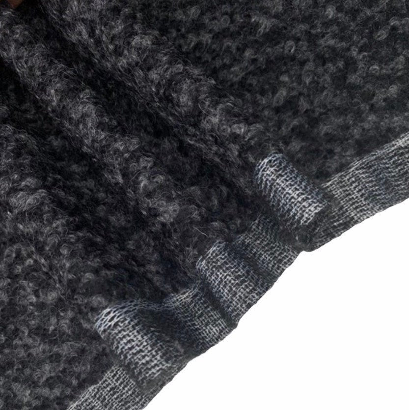 Boucle Wool Coating Pre-Interfaced - Black/Grey
