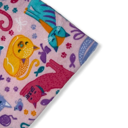 Printed Cotton Flannel - Cats - Pink