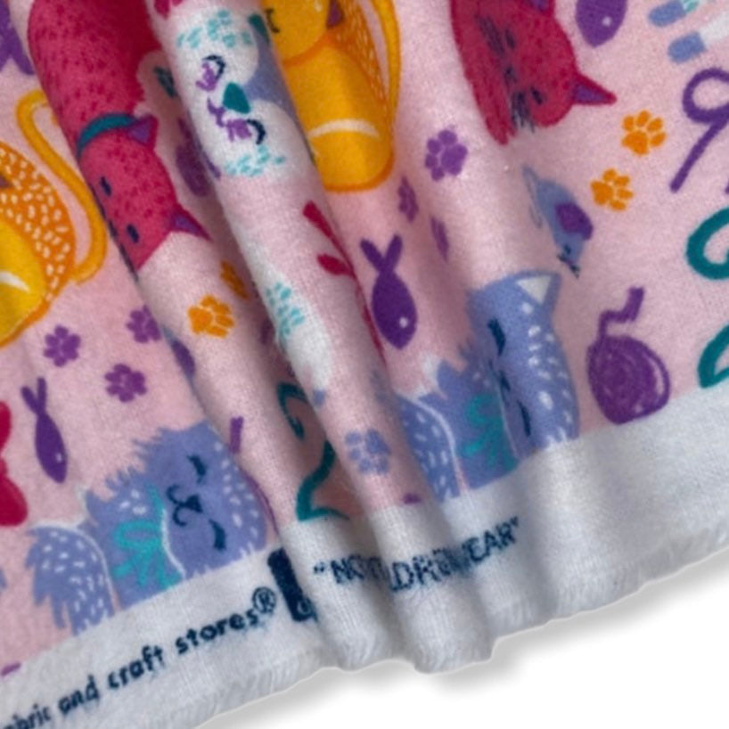 Printed Cotton Flannel - Cats - Pink