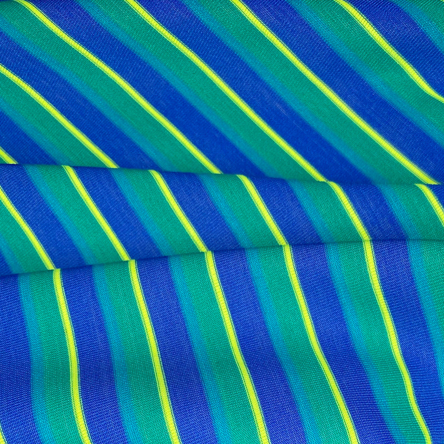 Striped Nylon Spandex -  Multi-Colour / Blue / Green / Yellow