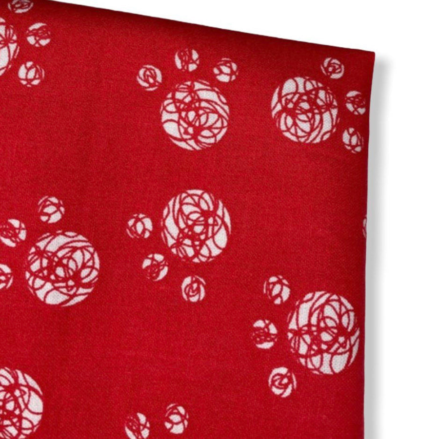 Quilting Cotton - Paw Prints - Red/White