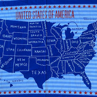 Map of America - Cotton Panel  - 23”x45” - Stars and Stripes