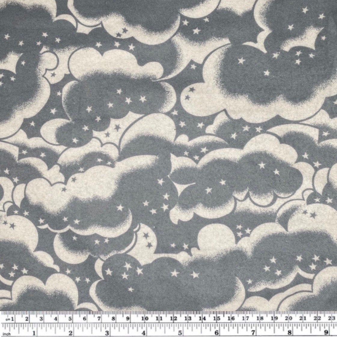 Printed Cotton Flannel - Night Sky - White/Grey