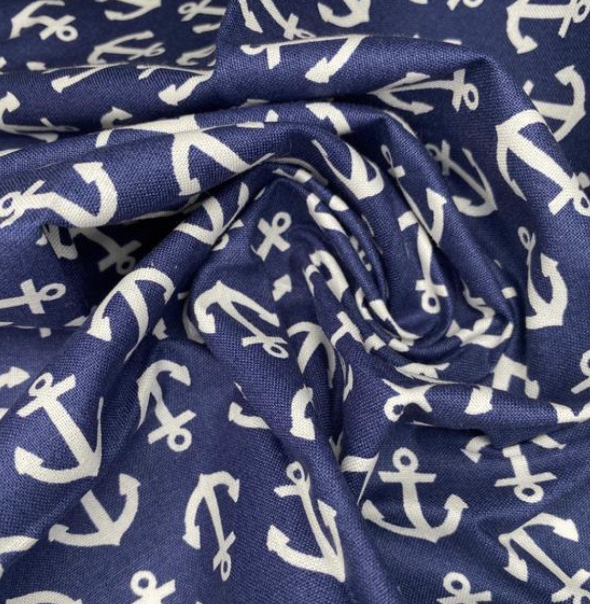 Quilting Cotton - Nautical Anchors - 44” - Navy/White