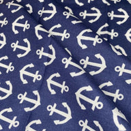 Quilting Cotton - Nautical Anchors - Navy/White