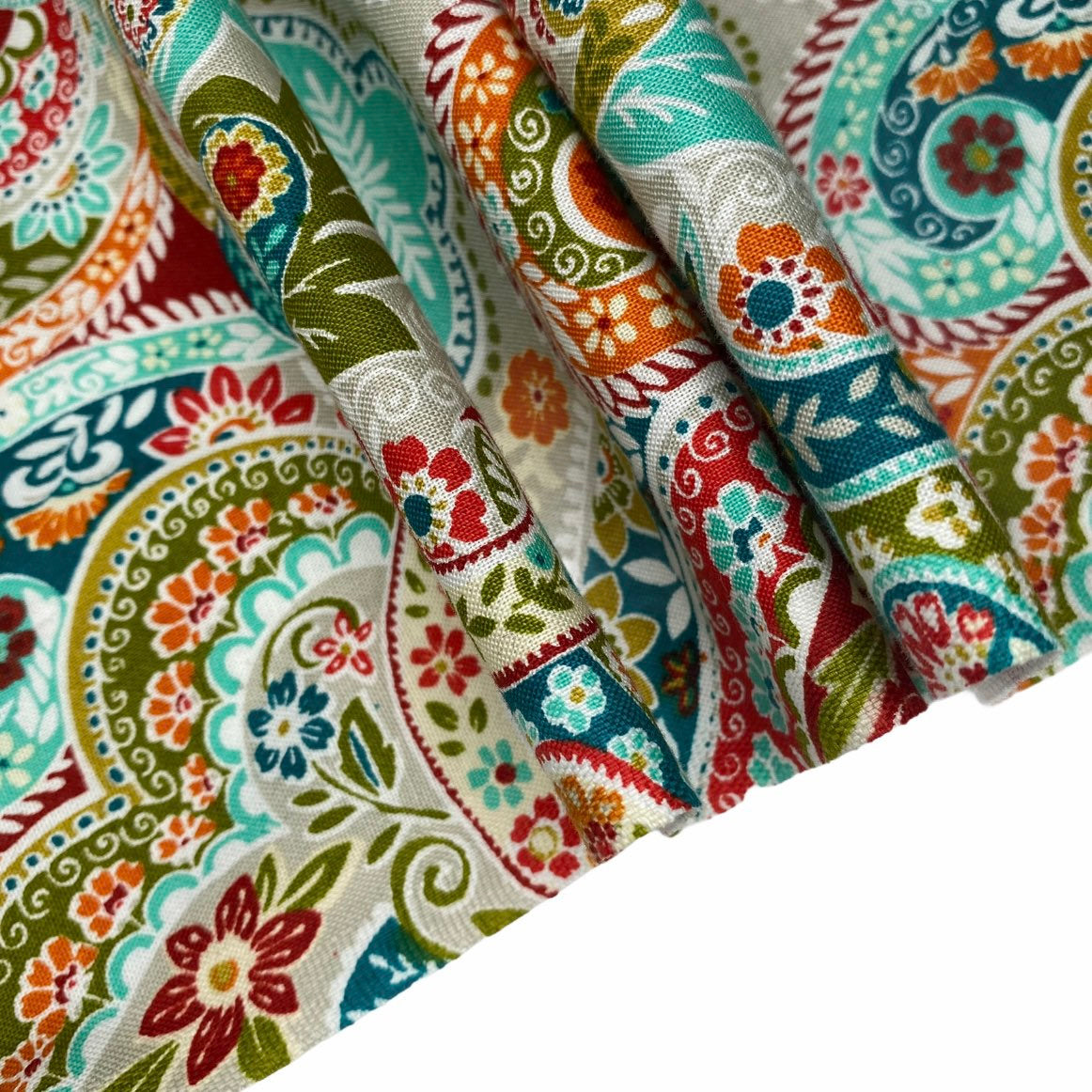 Quilting Cotton - Paisley - Green/Blue/Red