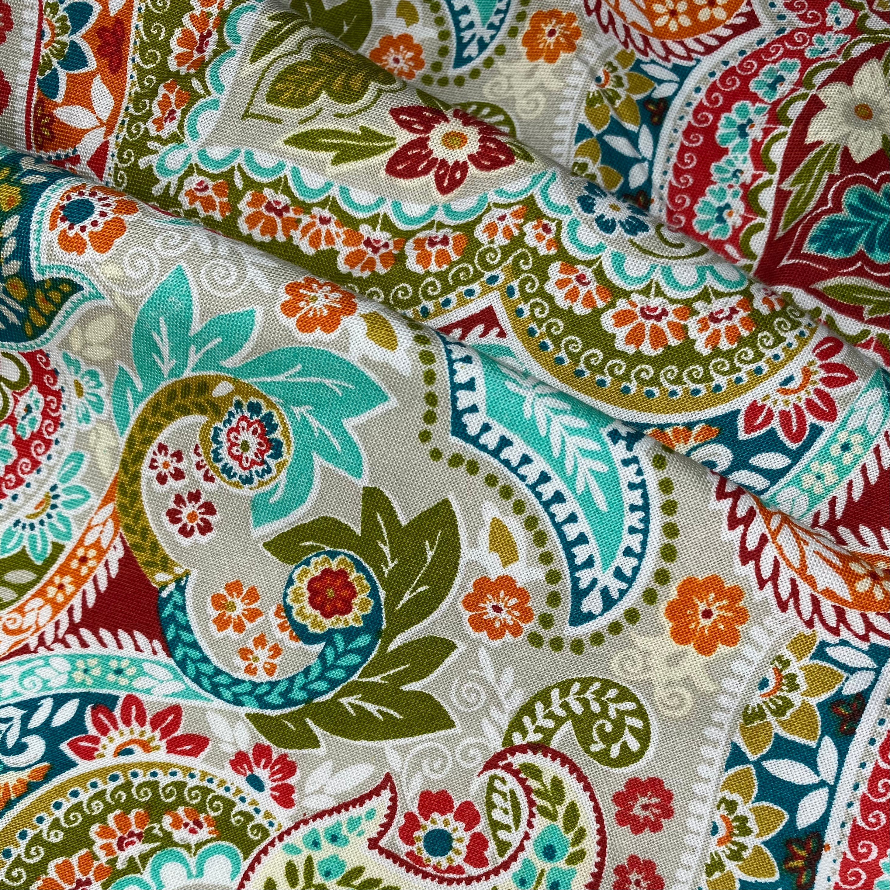 Quilting Cotton - Paisley - Green/Blue/Red