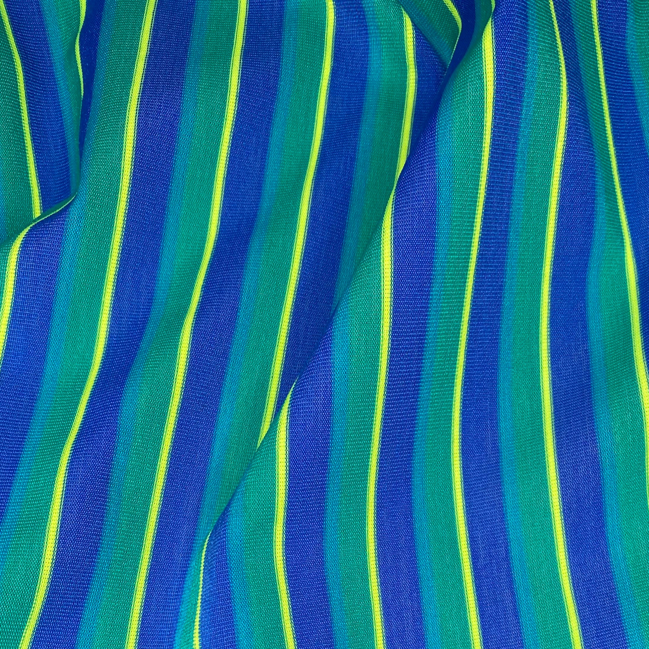Striped Nylon Spandex -  Multi-Colour / Blue / Green / Yellow