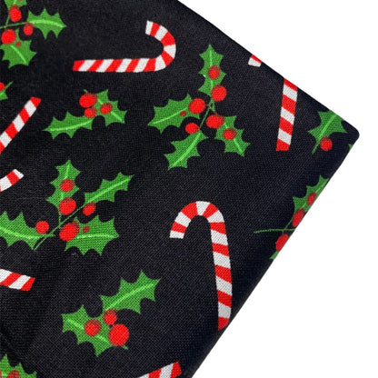Quilting Cotton - Candy Cane Holly - Remnant
