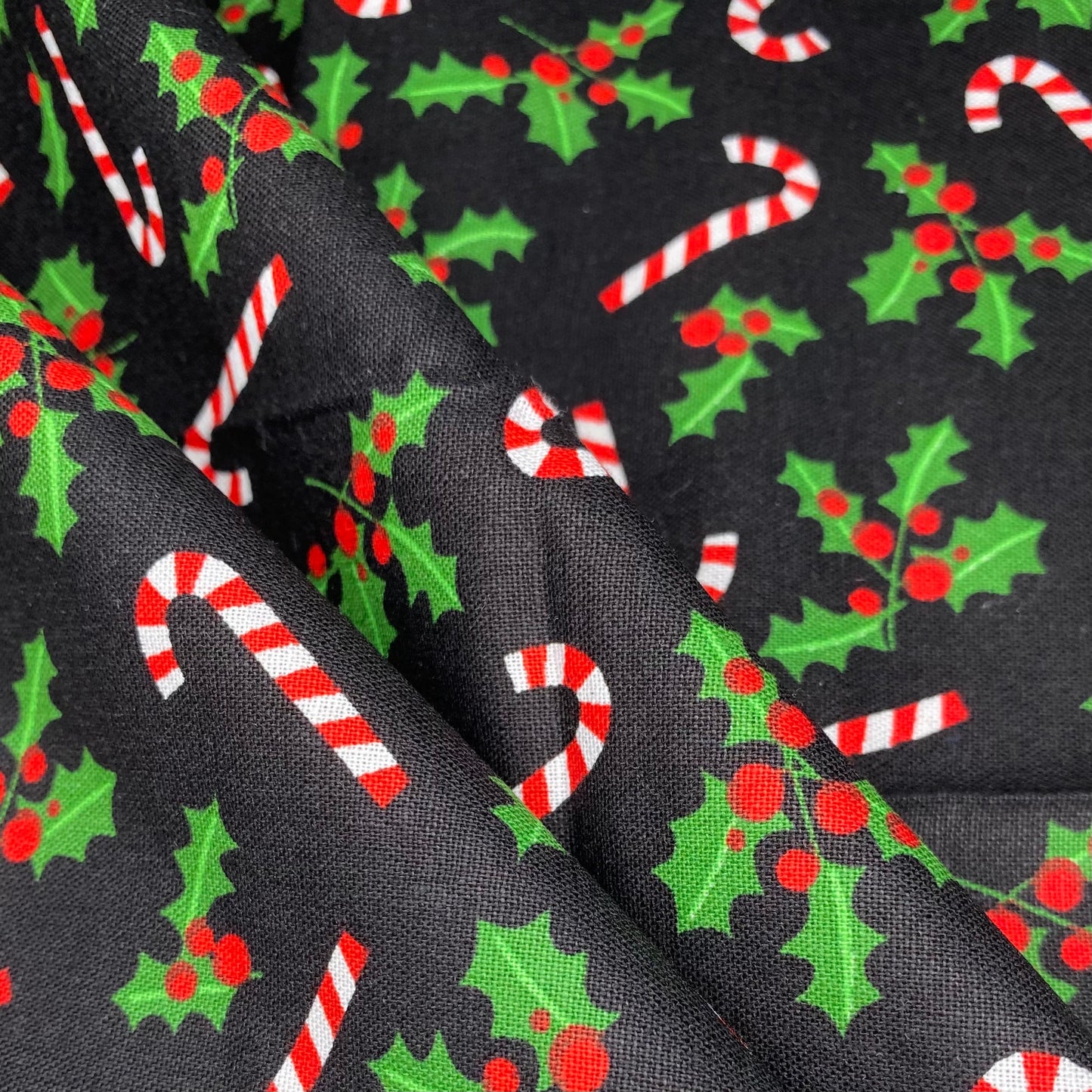 Quilting Cotton - Candy Cane Holly - Remnant