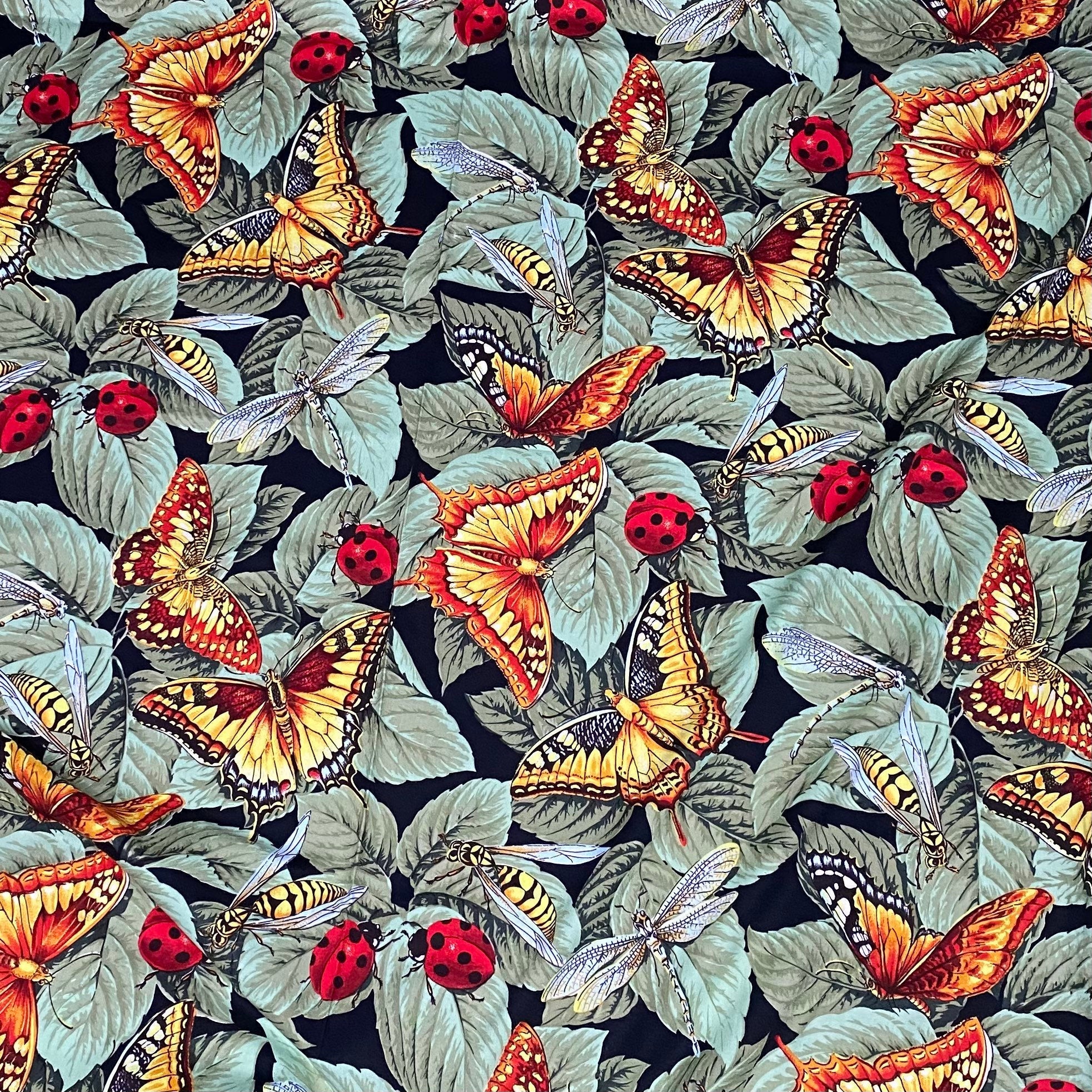 Printed Cotton Canvas - Butterfly / Ladybugs