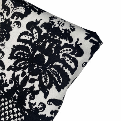 Damask Stretch Cotton Poplin - White/Black