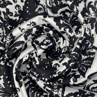 Damask Stretch Cotton Poplin - White/Black