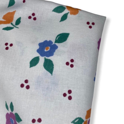 Vintage Floral Printed Cotton - 36” - White