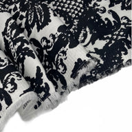Damask Stretch Cotton Poplin - White/Black