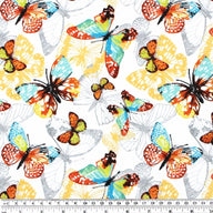 Quilting Cotton - Butterflies - White