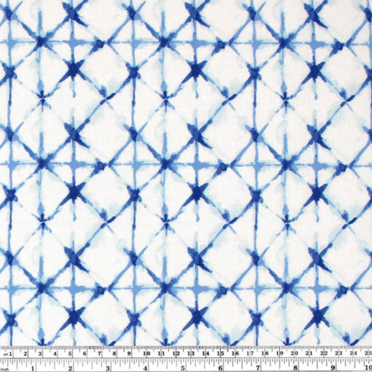 Quilting Cotton - Shibori Diamonds - 44” - White/Blue