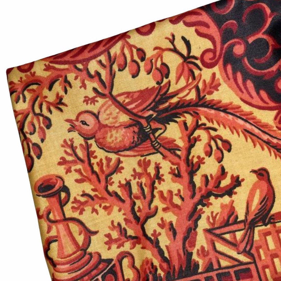 Lunglin Screen Printed Cotton - Yellow/Red