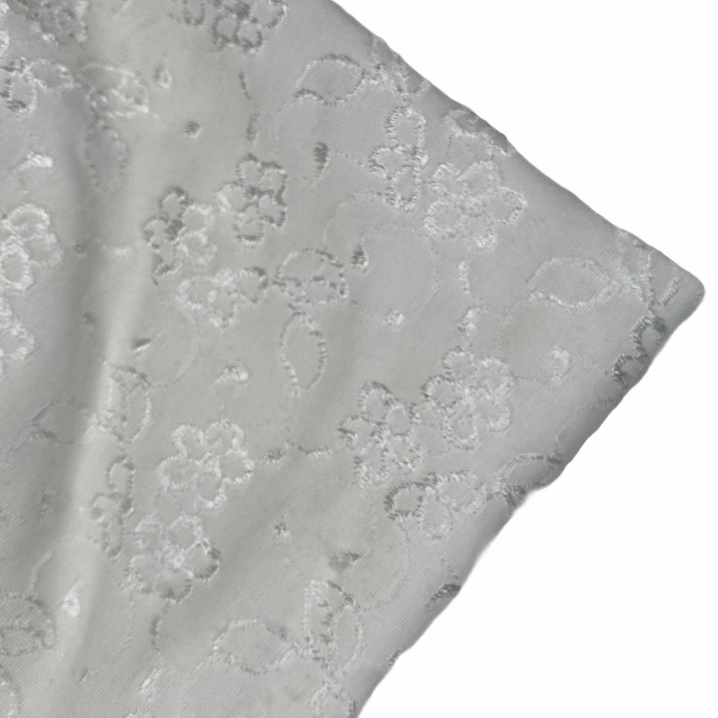 Embossed Nylon Spandex - Floral - White