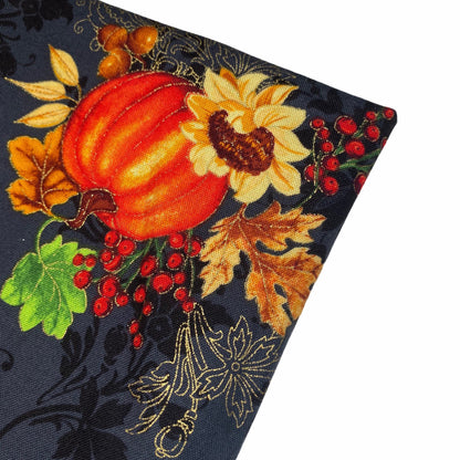 Quilting Cotton - Pumpkim Thanksgiving Arrangement- 44” - Black