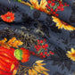 Quilting Cotton - Pumpkim Thanksgiving Arrangement- 44” - Black
