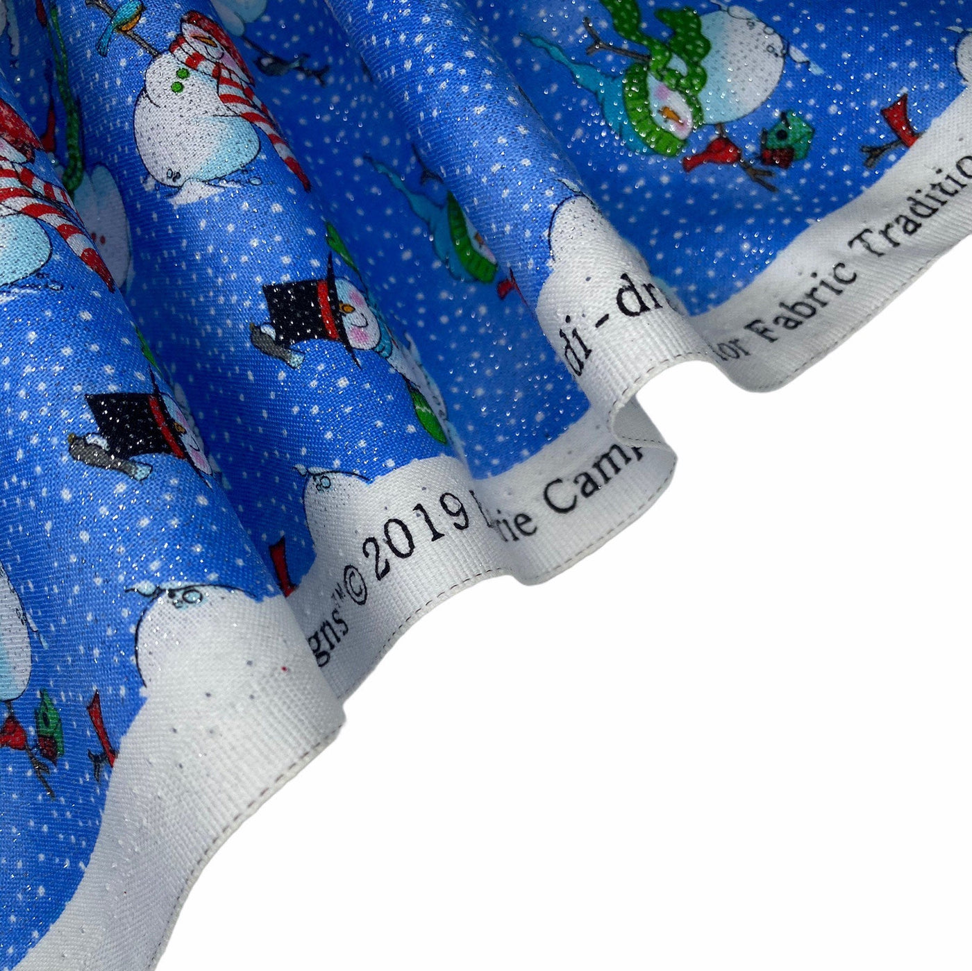 Quilting Cotton - Glittered Snowman - Blue