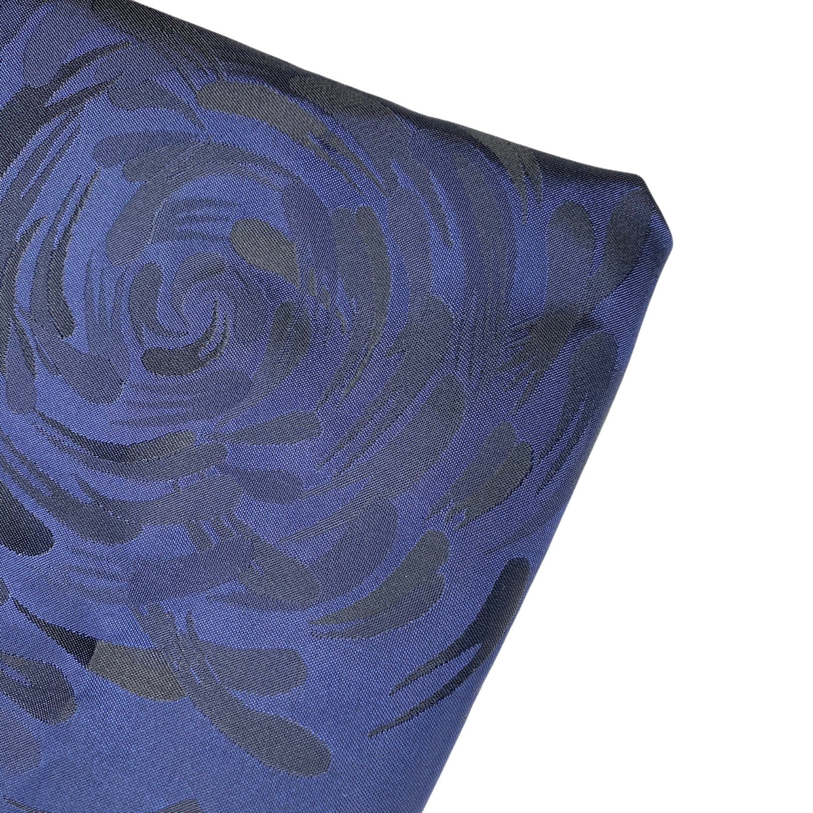 Floral Polyester Brocade - Blue/Black