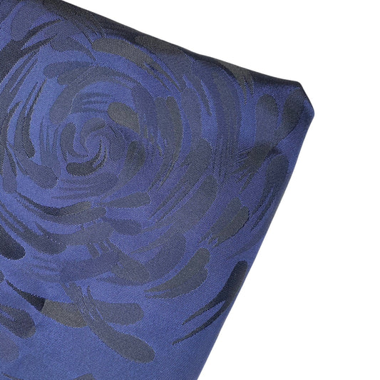 Floral Polyester Brocade - Blue/Black