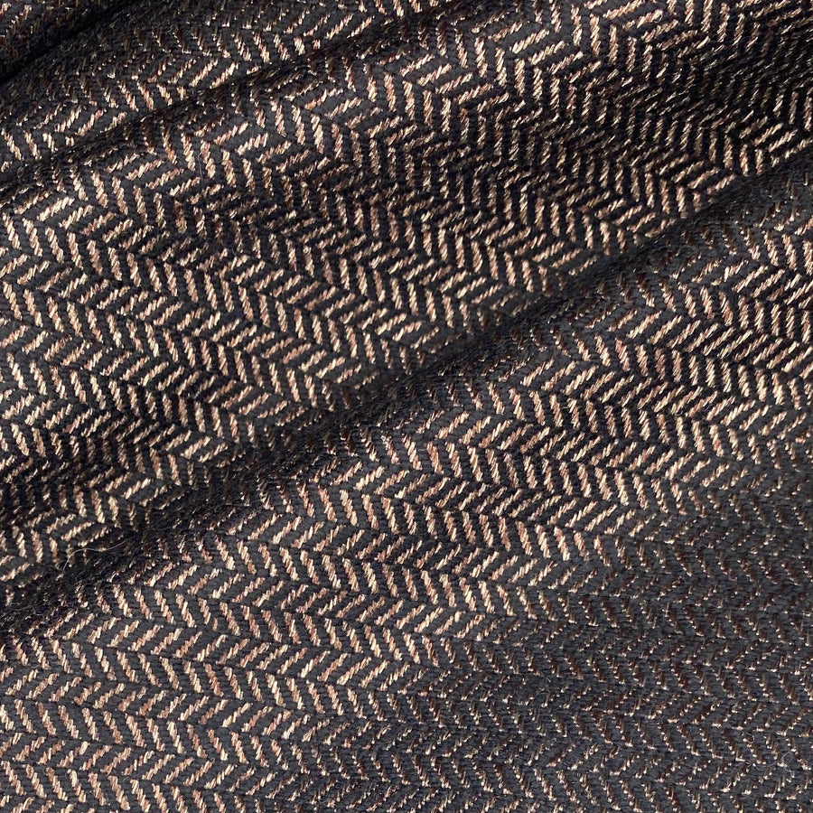 Wool/Silk Metallic Herringbone - Brown/Black