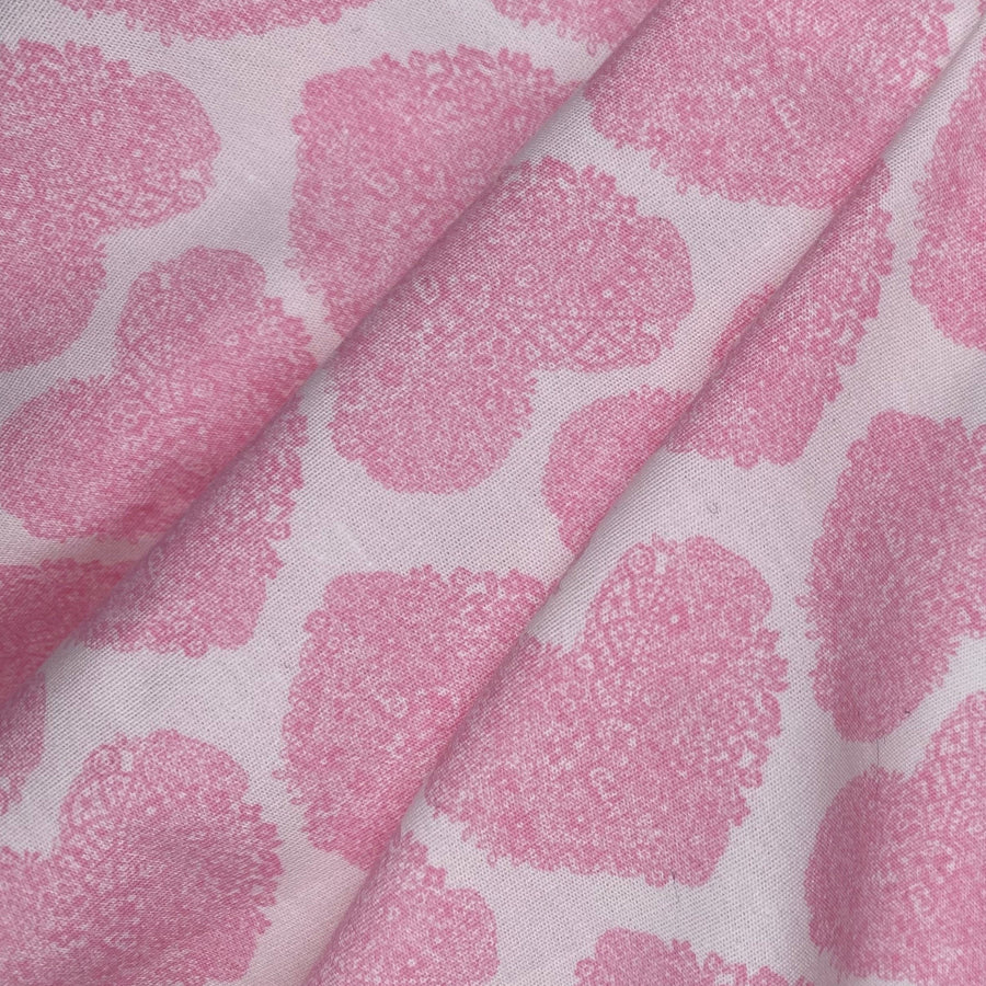 Paisley Heart Pima Cotton - 62” - White/Pink