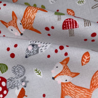 Quilting Cotton - Forest Friends - Grey - Remnant