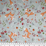 Quilting Cotton - Forest Friends - Grey - Remnant
