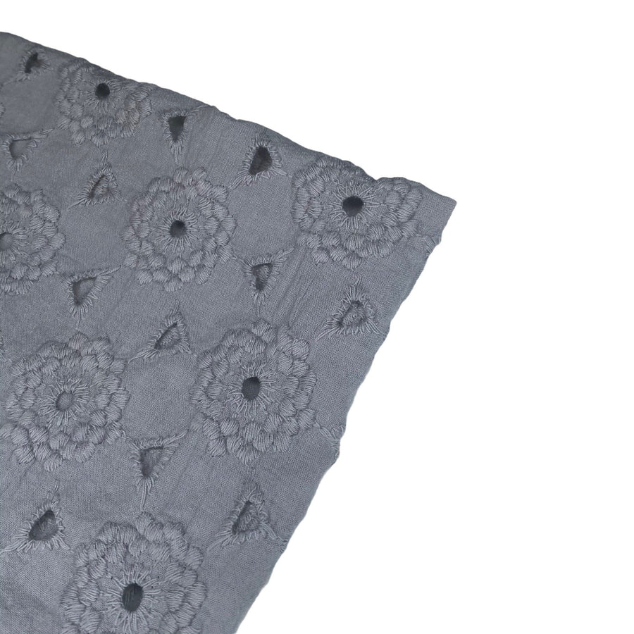 Floral Cotton Eyelet - Grey