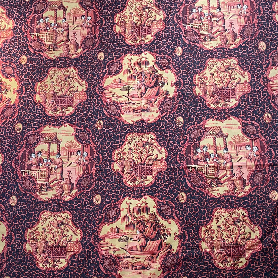 Lunglin Screen Printed Cotton - Yellow/Red