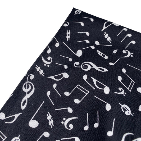 Quilting Cotton - Music Notes - 44” - Black/White