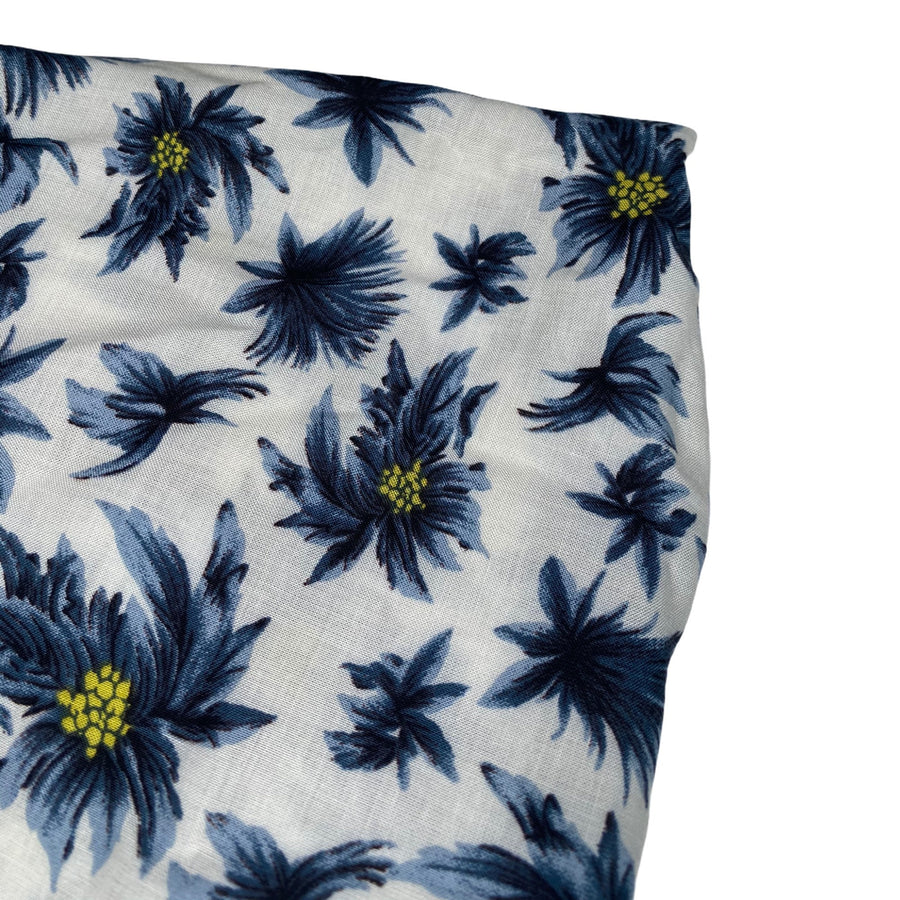 Floral Rayon Batiste - White/Blue/Yellow