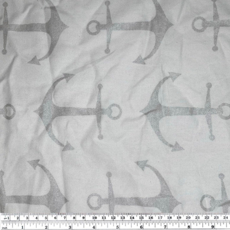 Printed Cotton Canvas Anchors - White/Glitter Silver