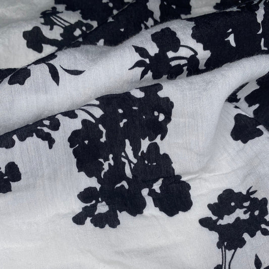 Floral Rayon/Polyester - Black/White