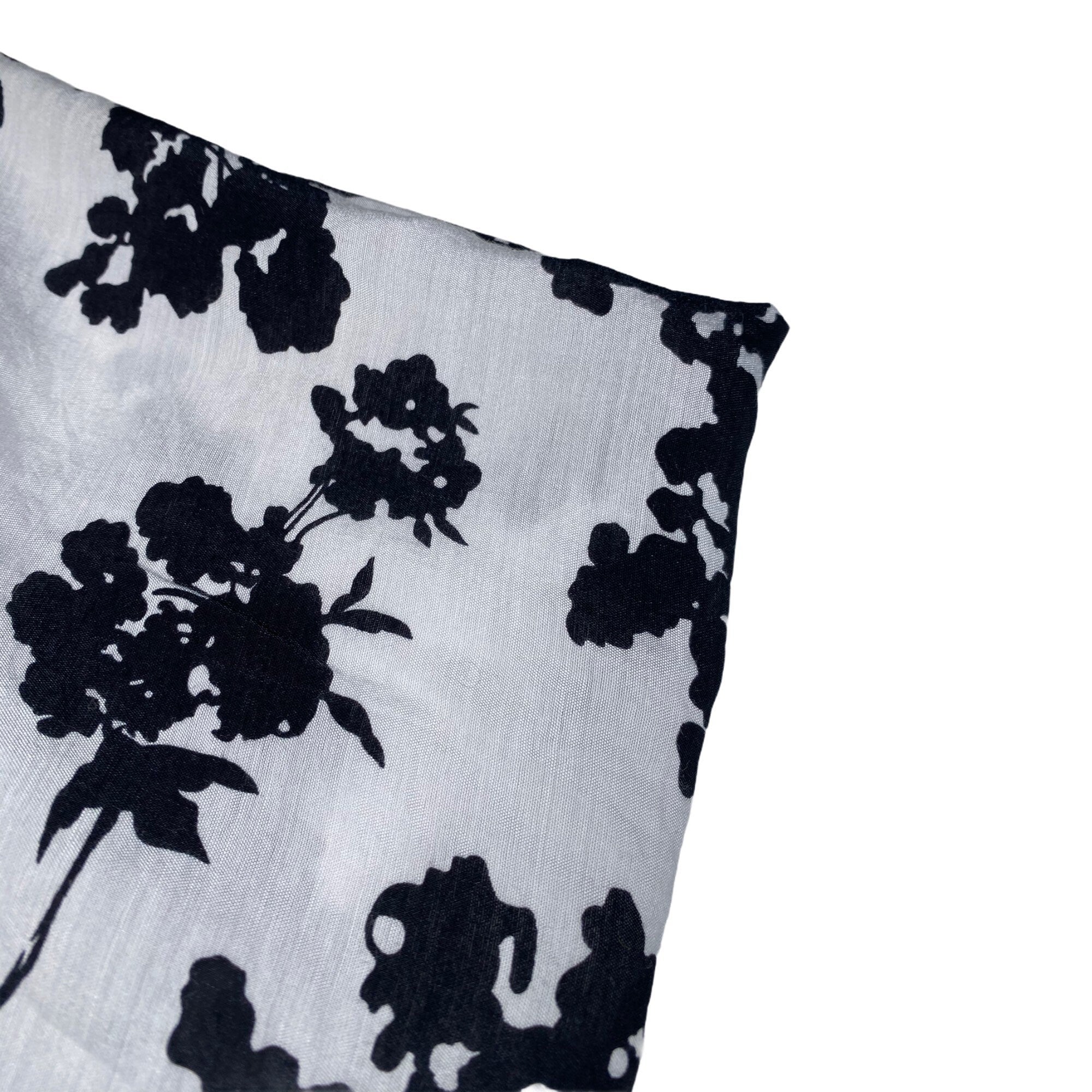 Floral Printed Rayon/Polyester - Black/White