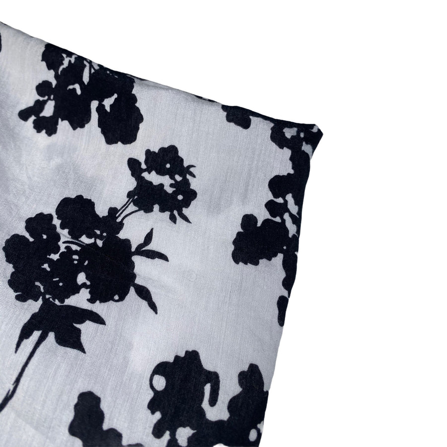 Floral Printed Rayon/Polyester - Black/White