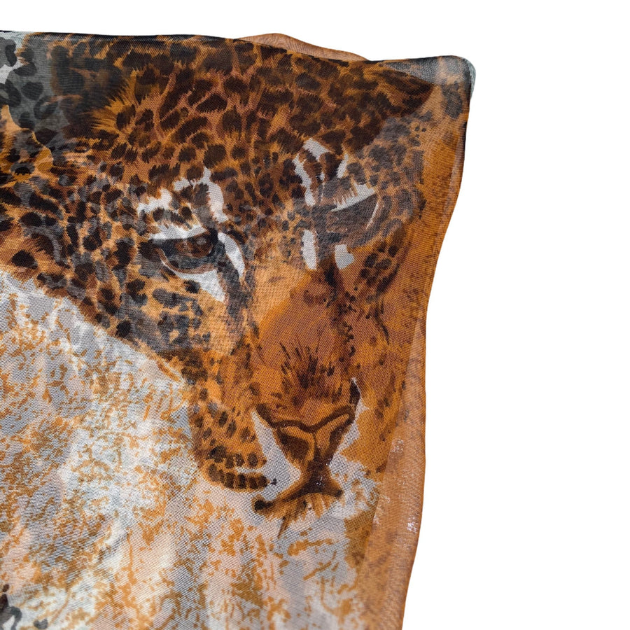 Cheetah Printed Polyester Chiffon - Brown/White/Black
