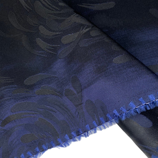 Floral Polyester Brocade - Blue/Black