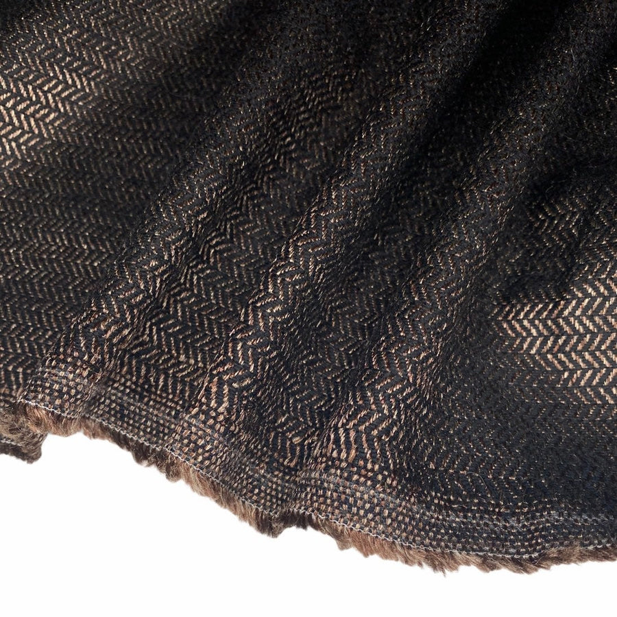 Wool/Silk Metallic Herringbone - Brown/Black