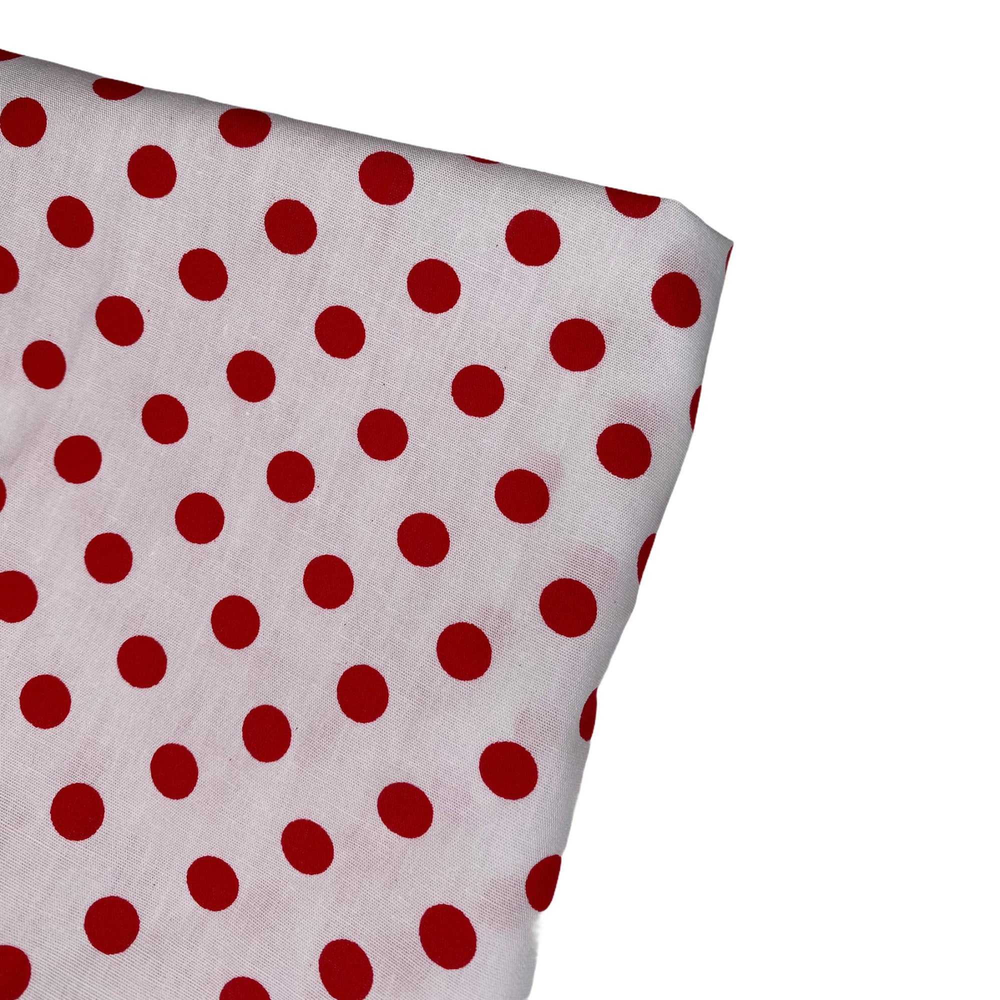 Printed Cotton - Polka Dot - White/Red