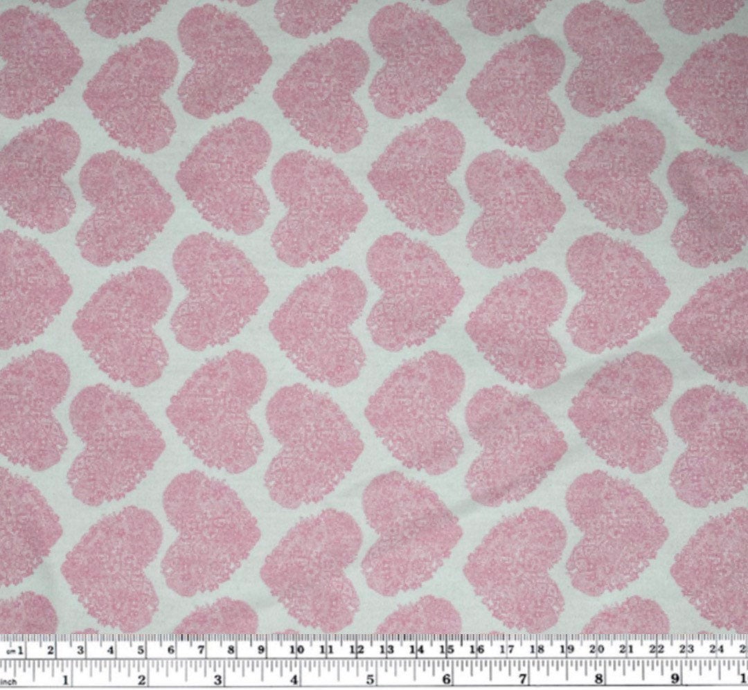 Paisley Heart Pima Cotton - 62” - White/Pink