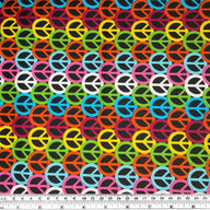 Quilting Cotton - Rainbow Peace Sign - Remnant