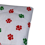 Printed Quilting Cotton Christmas Paw Remnant - White/Red/Green