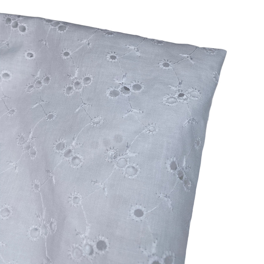Embroidered Cotton Eyelet - White